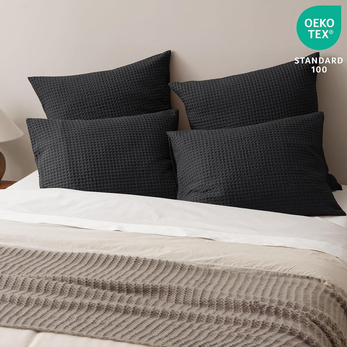 36"L x 20"W polyester pillow shams in Black, alternate view 2