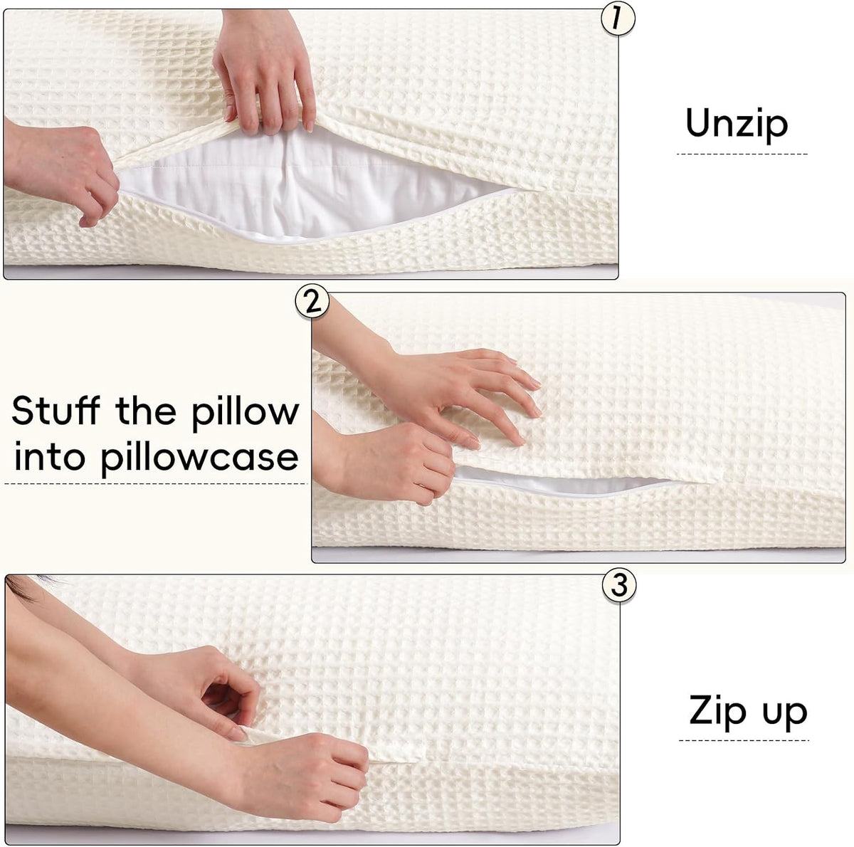 54"L x 20"W polyester pillow shams in Cream White, alternate view 3
