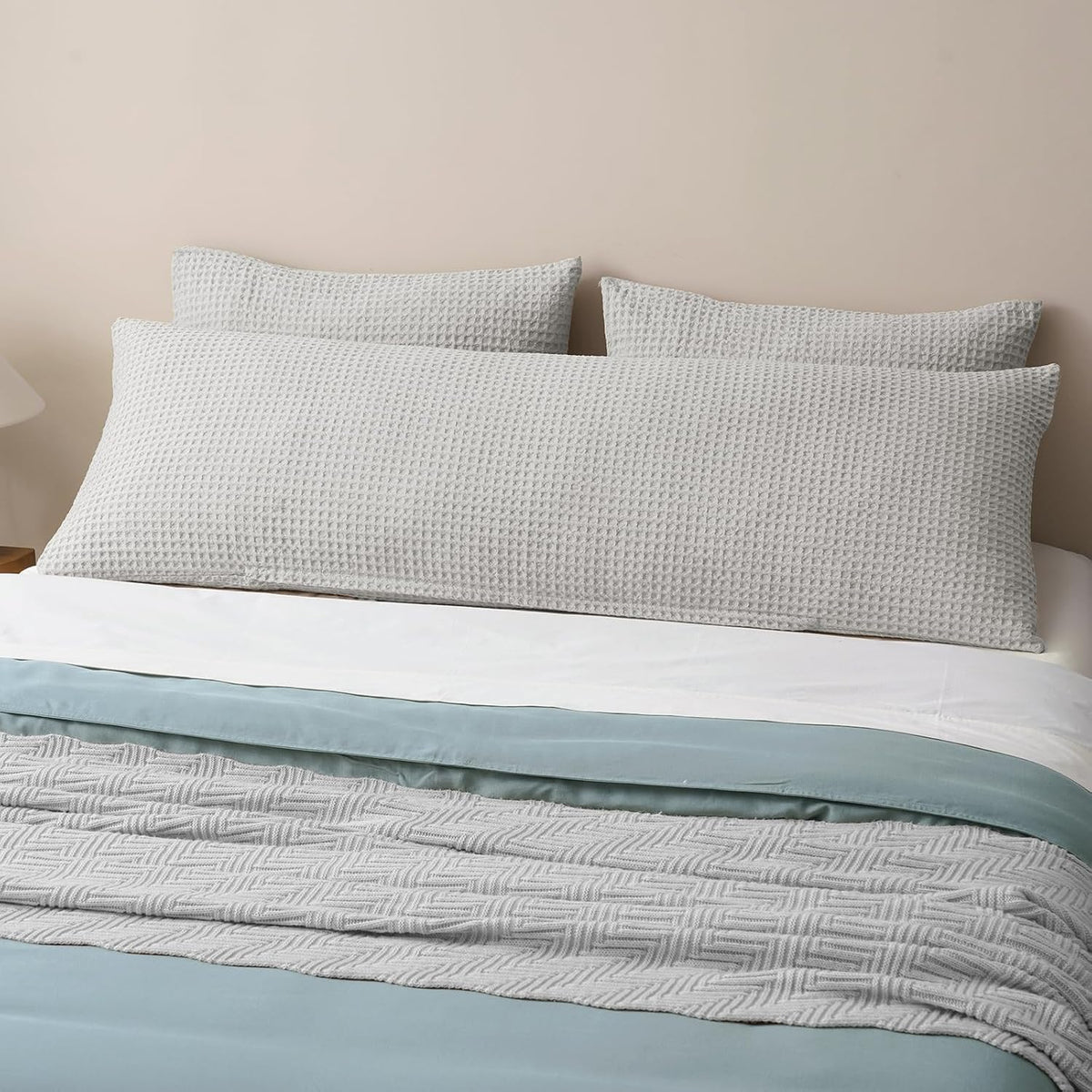 54"L x 20"W polyester pillow shams in Light Grey