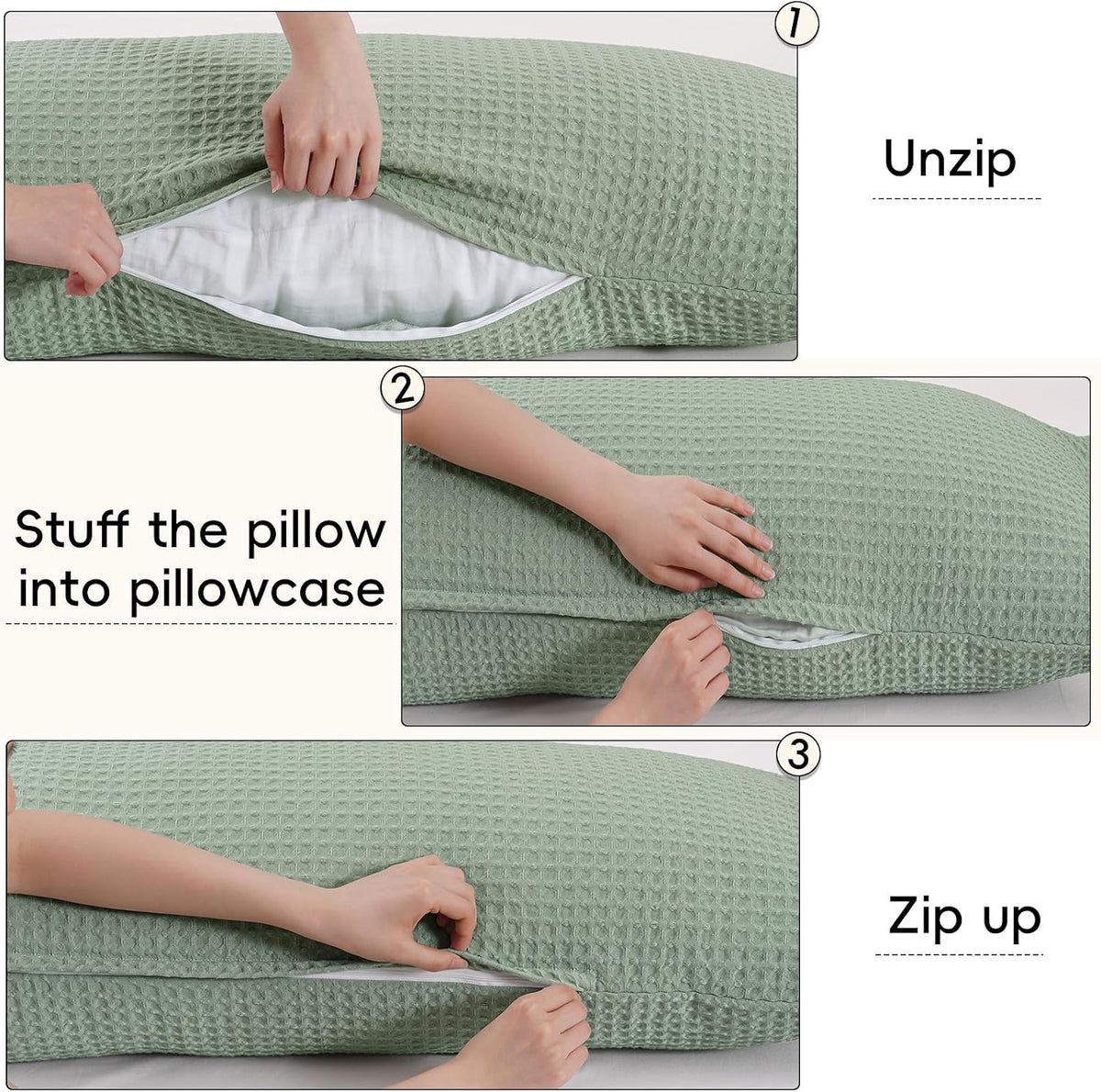 54"L x 20"W polyester pillow shams in Sage Green, alternate view 3