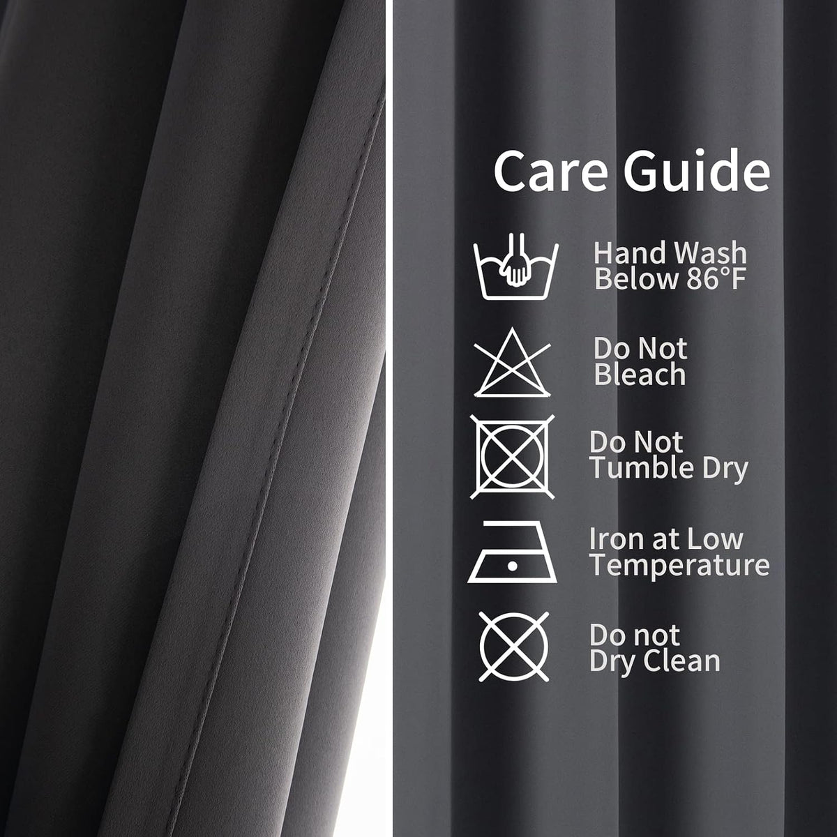 108"L x 52"W polyester curtains in Grey, alternate view 6