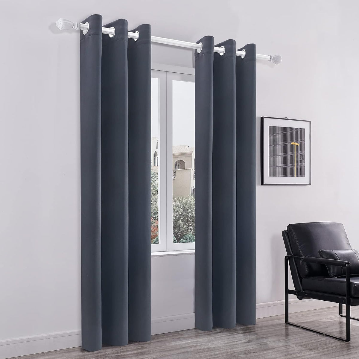 84"L x 42"W polyester curtains in Grey, alternate view 2