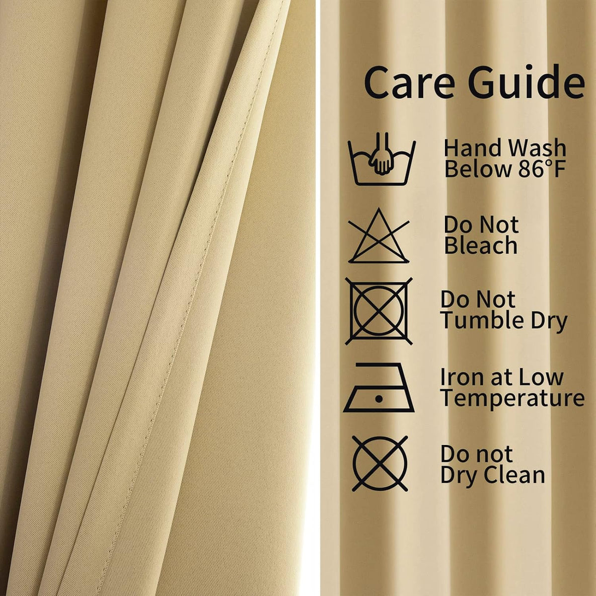 84"L x 52"W polyester curtains in Beige, alternate view 7