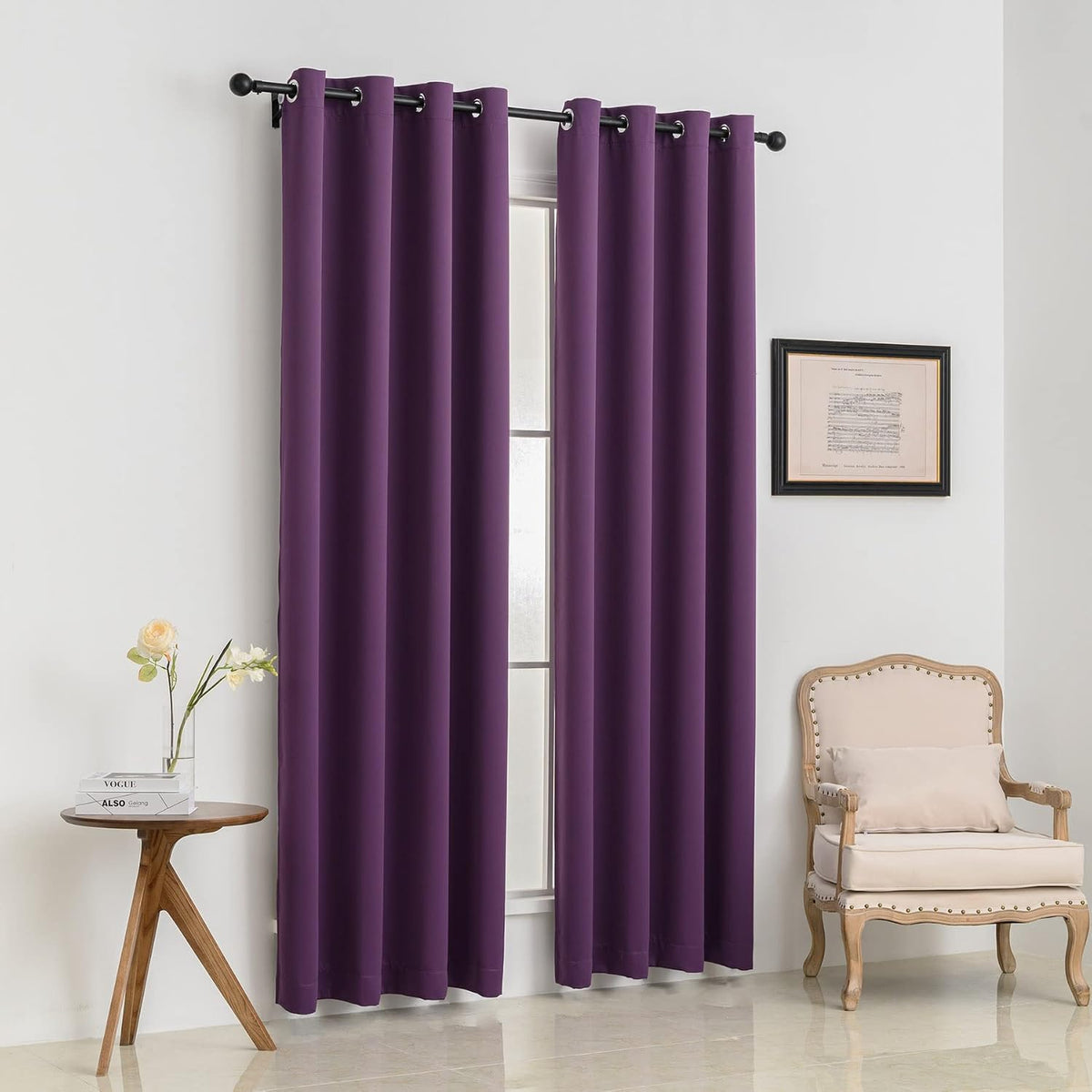 84"L x 52"W polyester curtains in Purple, alternate view 2