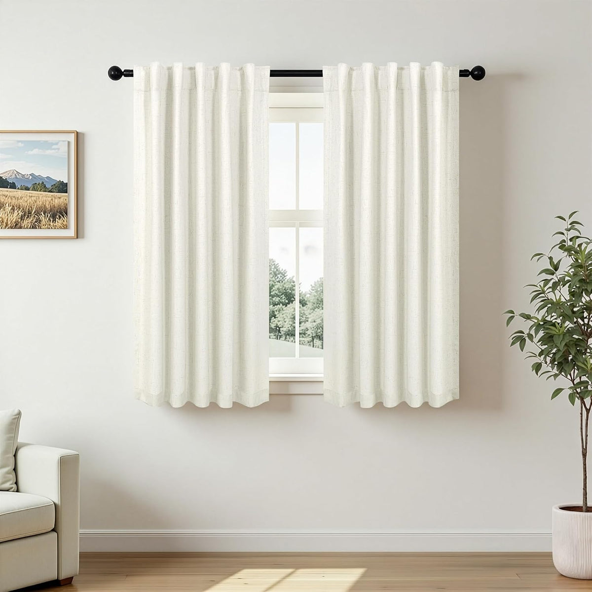 45"L x 38"W polyester curtains in Natural