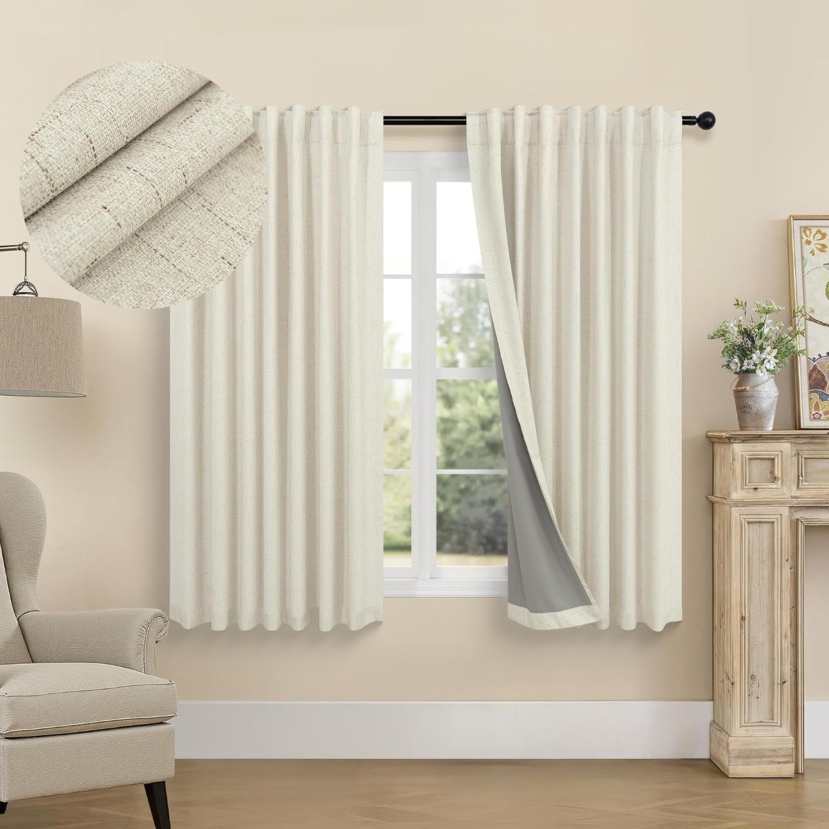 48"L x 52"W polyester curtains