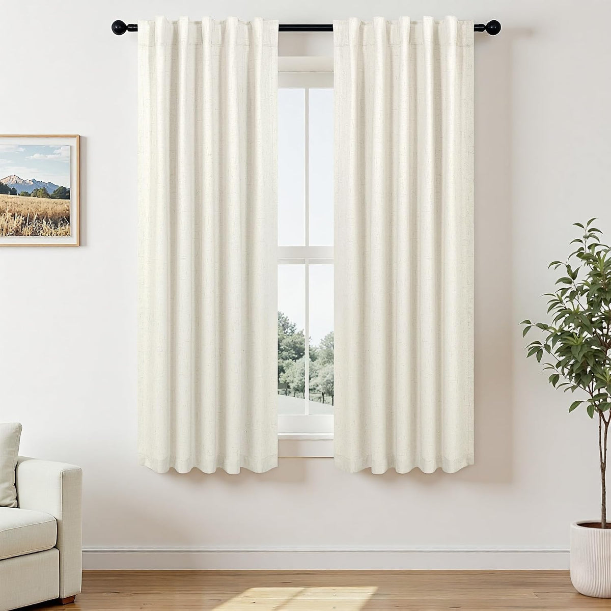 72"L x 38"W polyester curtains in Natural