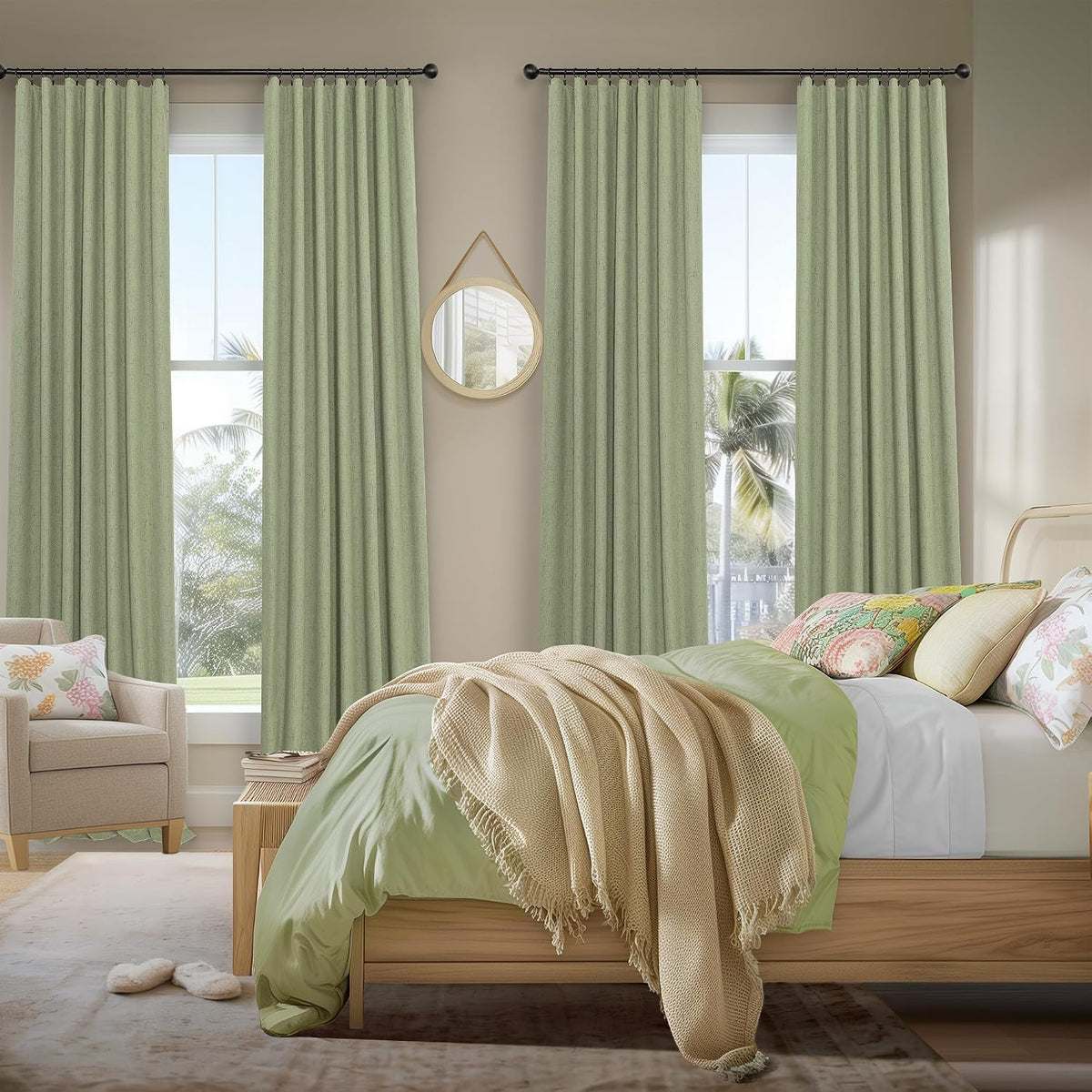 84"L x 52"W polyester curtains in Sage Green, alternate view 7