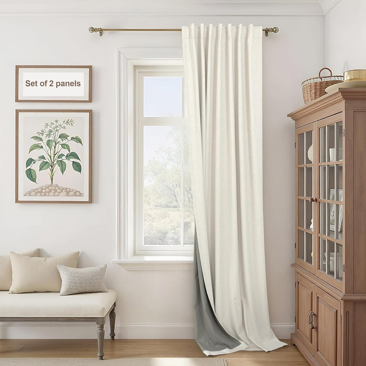 90"L x 60"W polyester curtains in Natural
