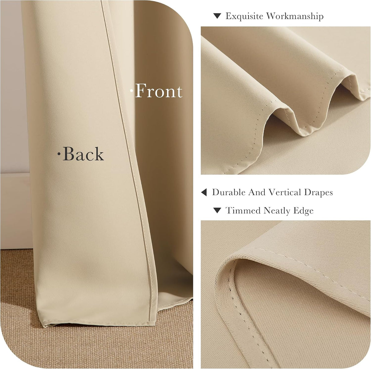 24"L x 29"W polyester curtains in Biscotti Beige, alternate view 6