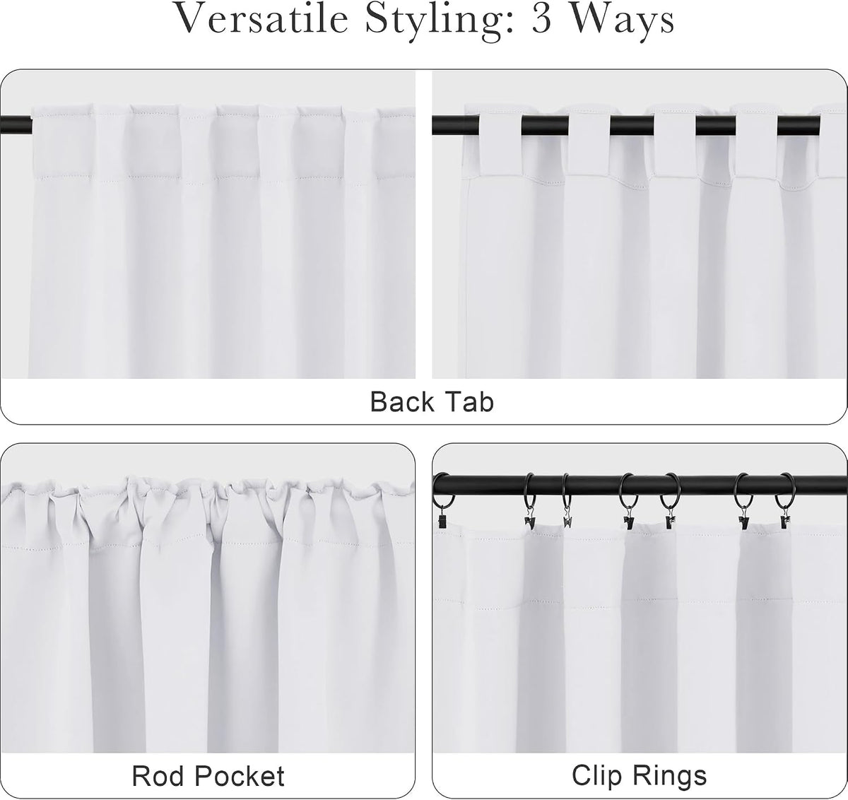 24"L x 29"W polyester curtains in Pure White, alternate view 5
