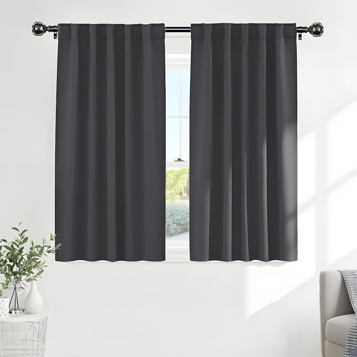 48"L x 42"W polyester curtains in Grey