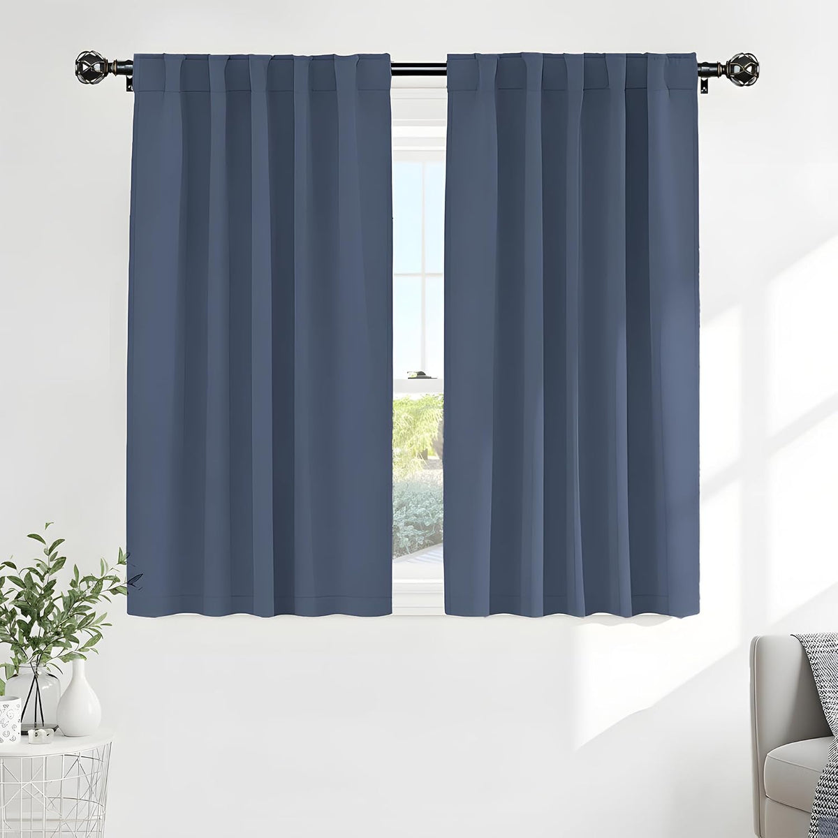 54"L x 52"W polyester curtains in Blue Haze