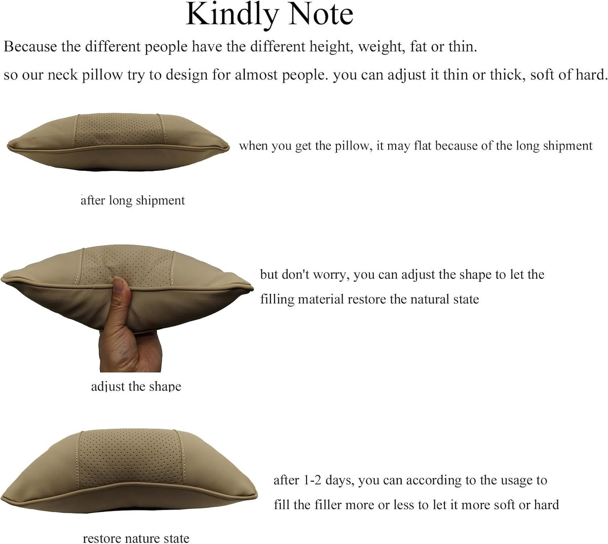 Medium polyester neck & cervical pillows in Beige, alternate view 2