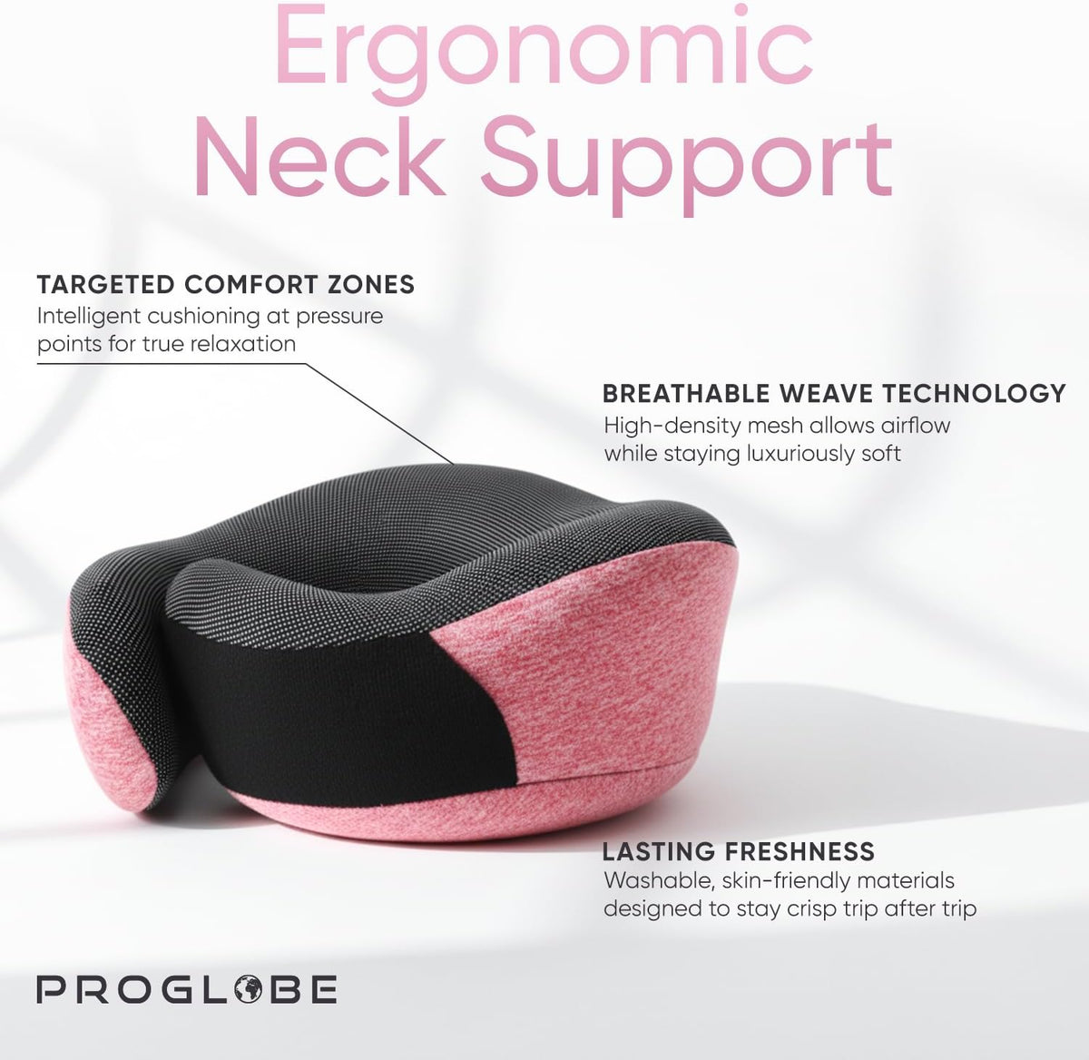 memory foam travel pillows in Pink, alternate view 3