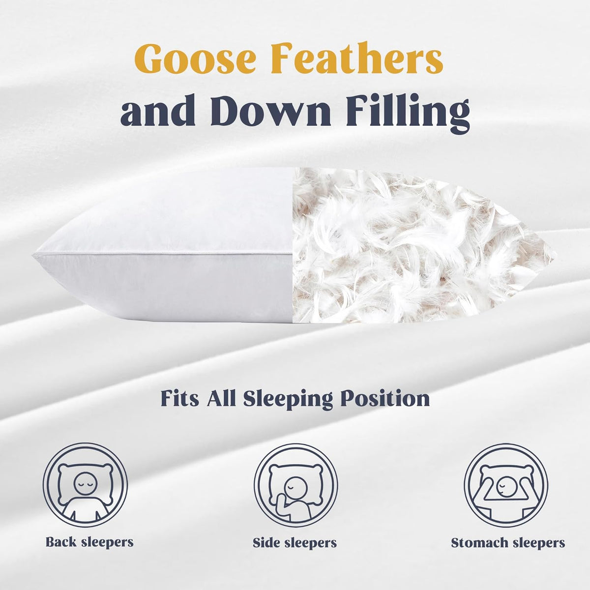 King feather pillows in Classic White, alternate view 3