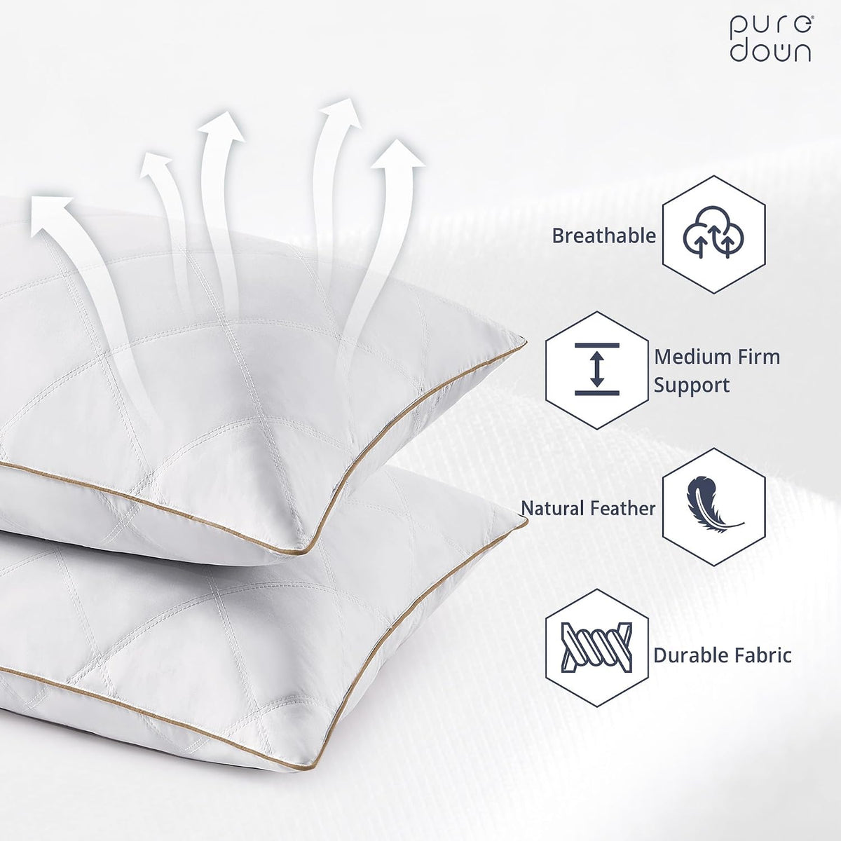 Queen feather pillows in Classic White, alternate view 2