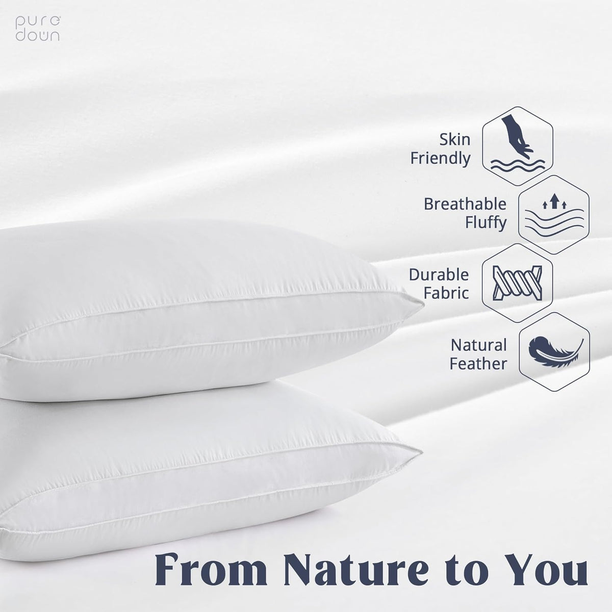 Queen feather pillows in Gusseted White, alternate view 2