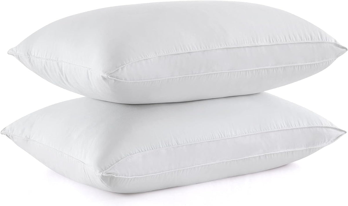 Standard feather pillows in Gusseted White