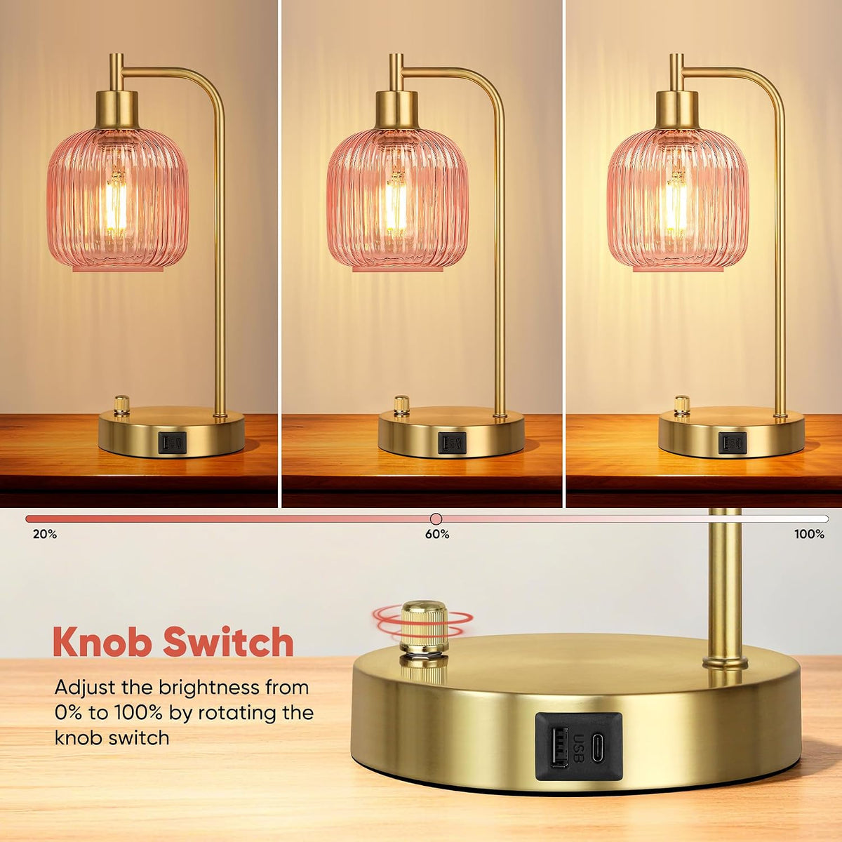7.87"D x 7.87"W x 16.9"H glass table lamps, alternate view 2