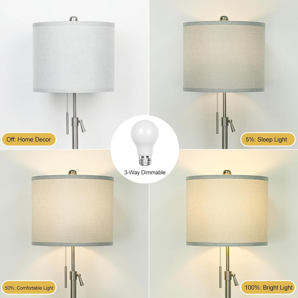 13"D x 13"W x 66"H metal floor lamps, alternate view 3