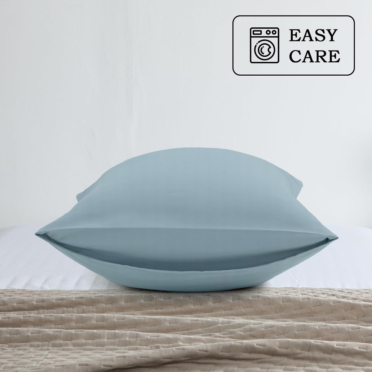 King microfiber pillowcases in Baby Blue, alternate view 3