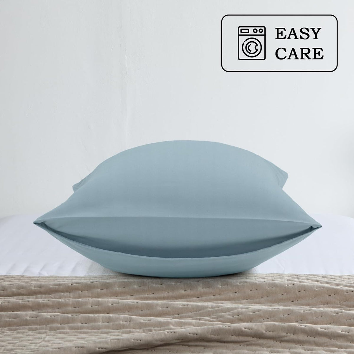 Standard microfiber pillowcases in Baby Blue, alternate view 3