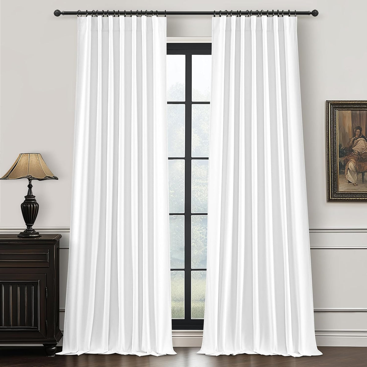 108"L x 50"W linen curtains