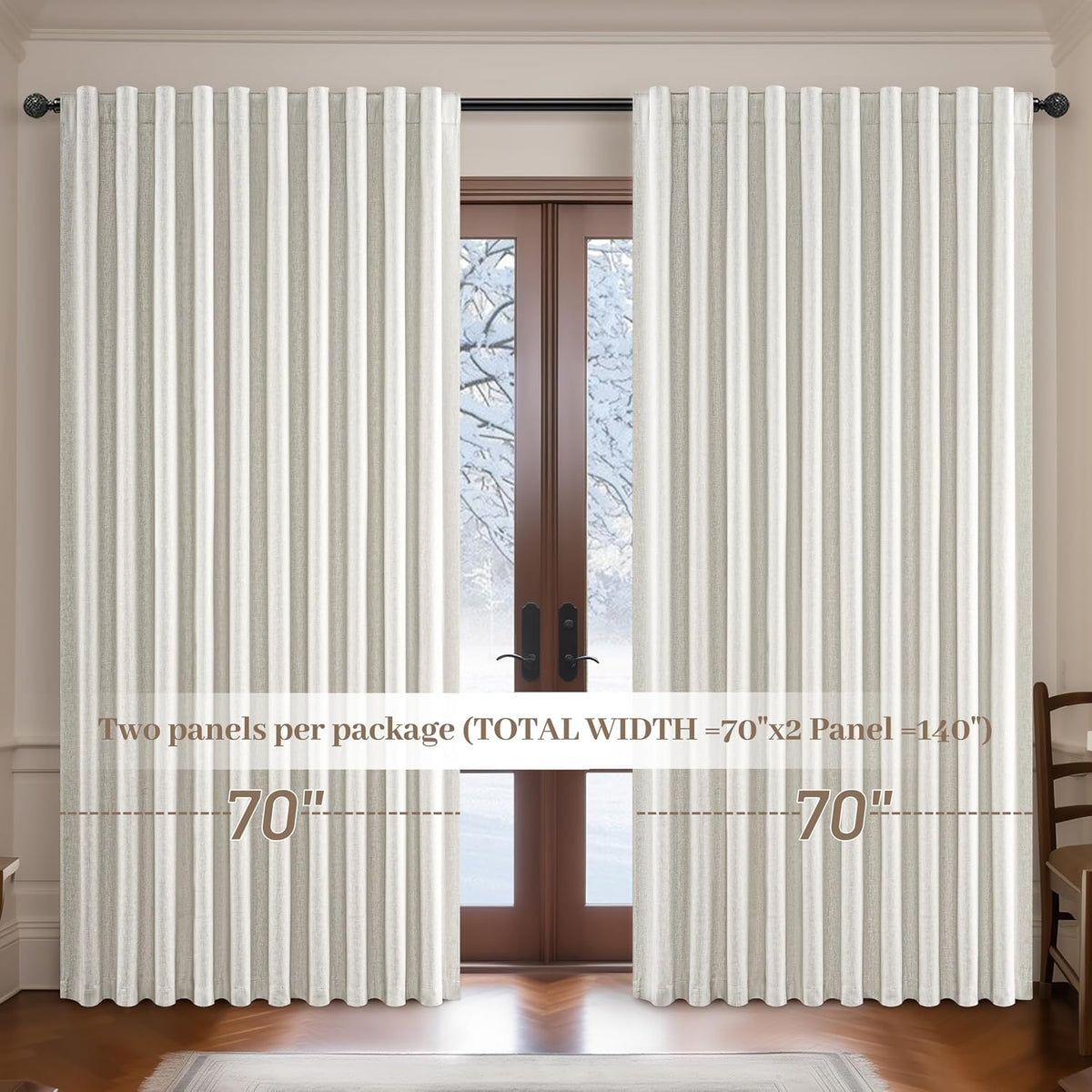 108"L x 70"W linen curtains, alternate view 6