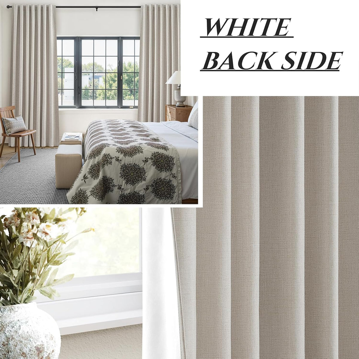 78"L x 50"W linen curtains in Natural Linen, alternate view 6
