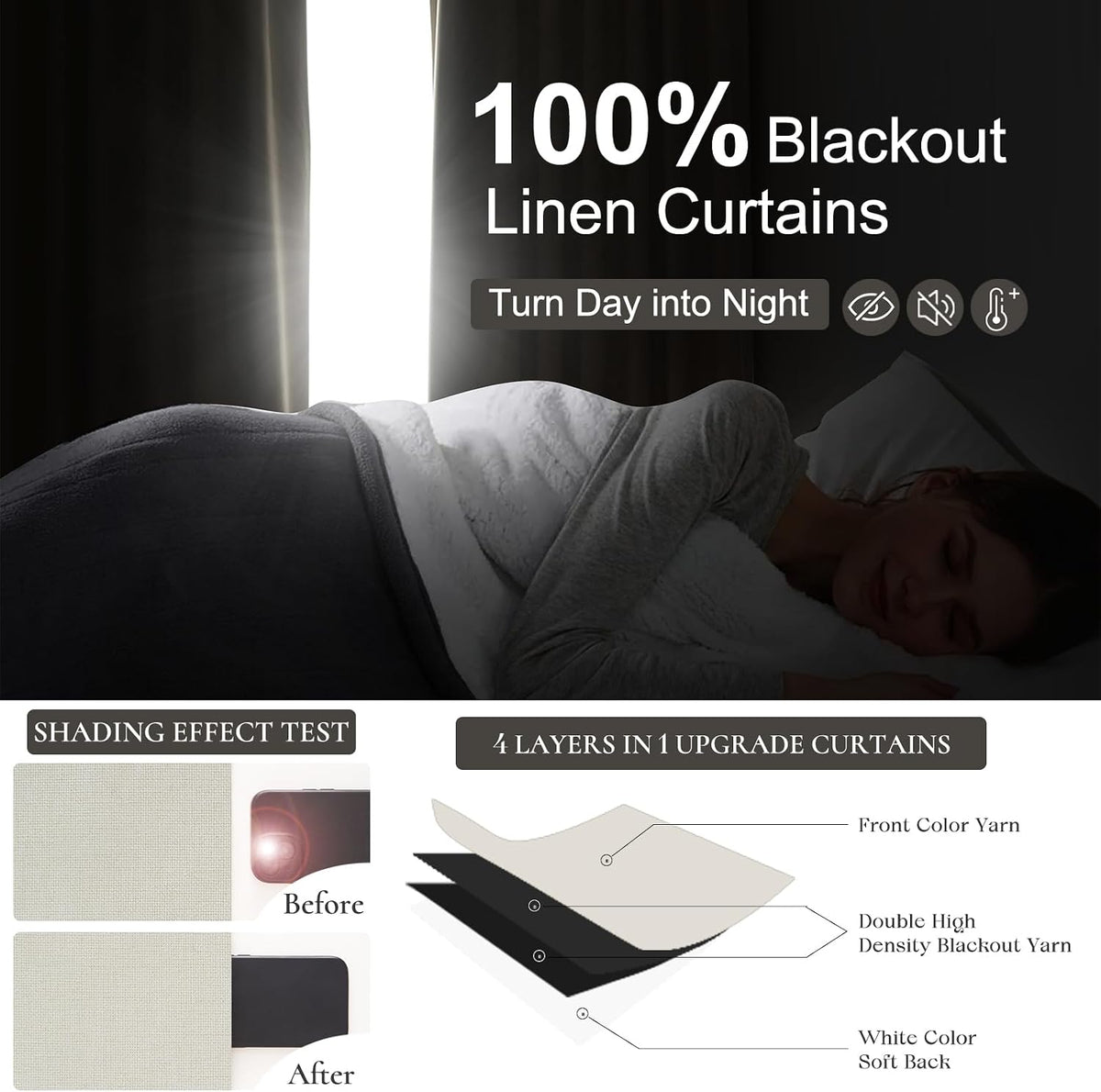 84"L x 70"W linen curtains, alternate view 2