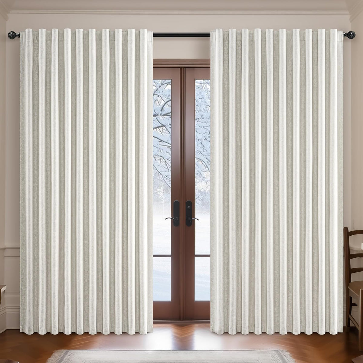 90"L x 100"W linen curtains