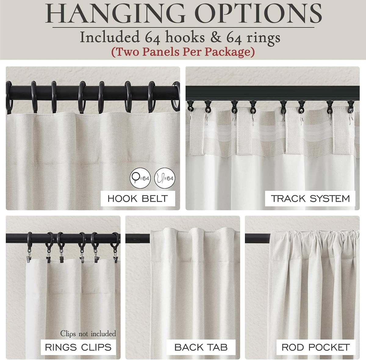 90"L x 100"W linen curtains, alternate view 3