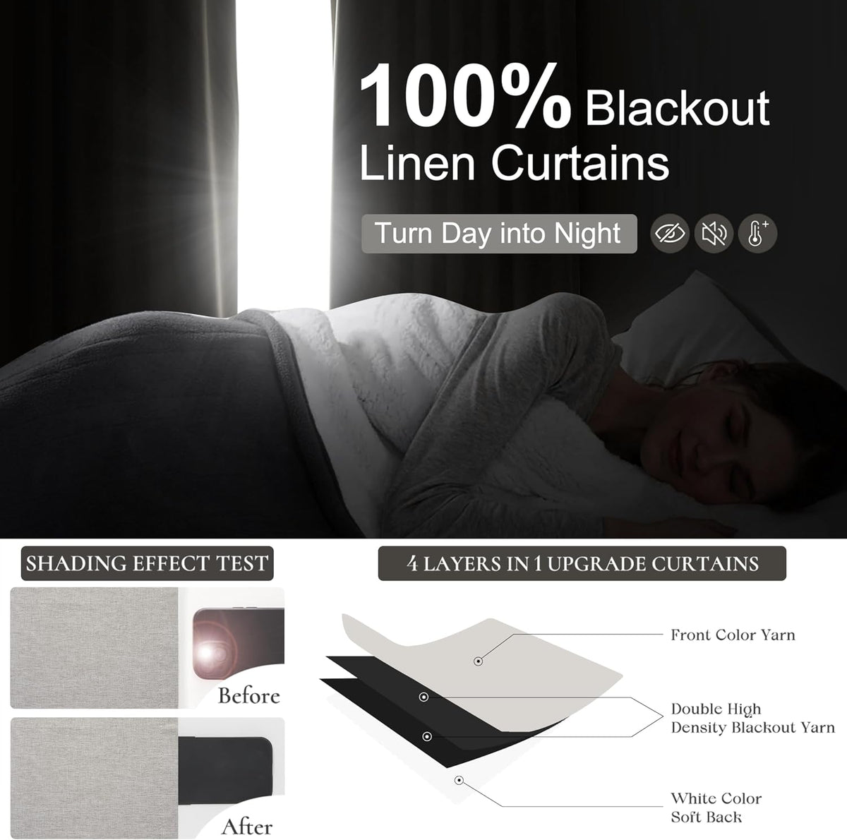 92"L x 50"W linen curtains, alternate view 2