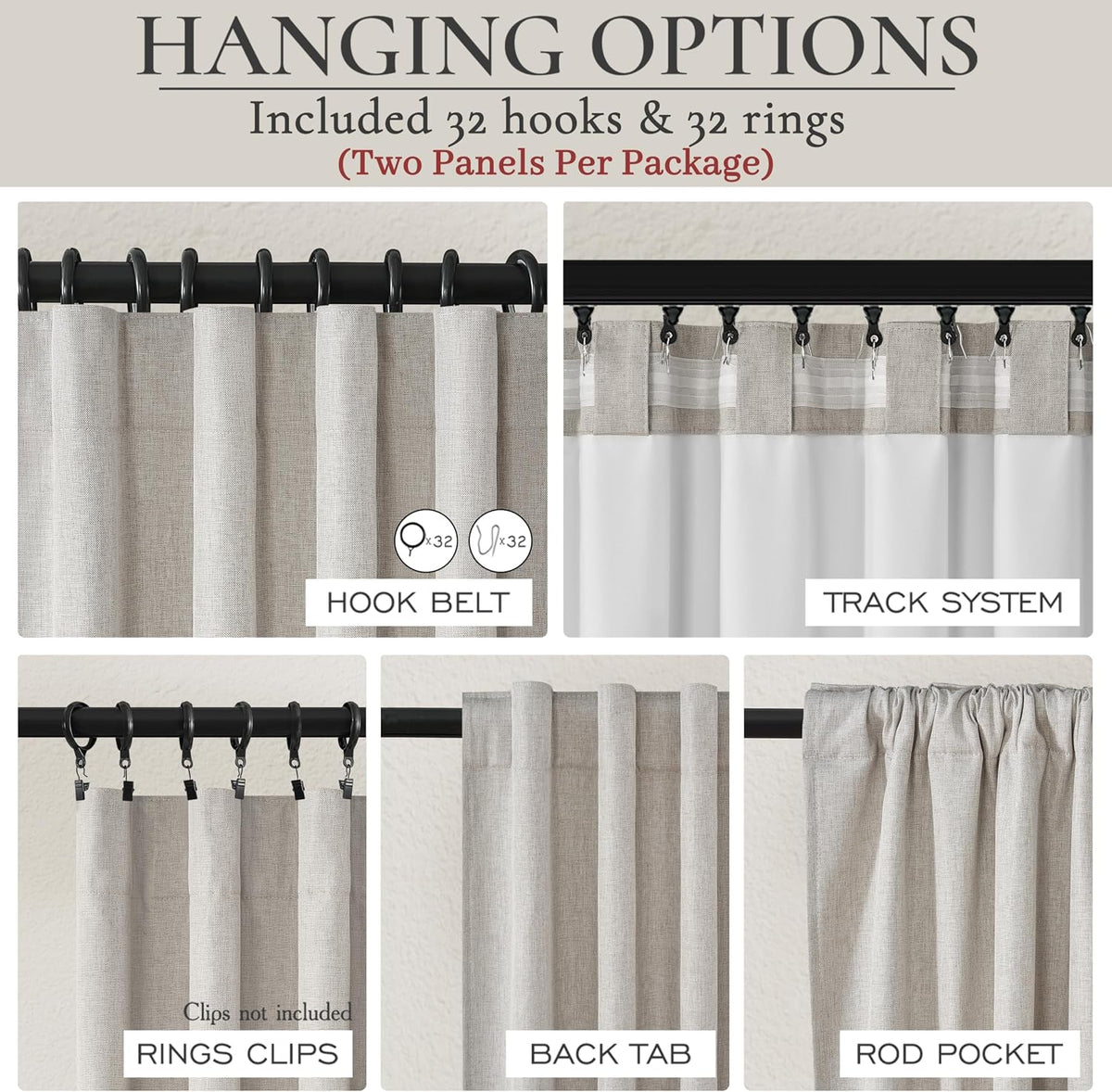 92"L x 50"W linen curtains, alternate view 3