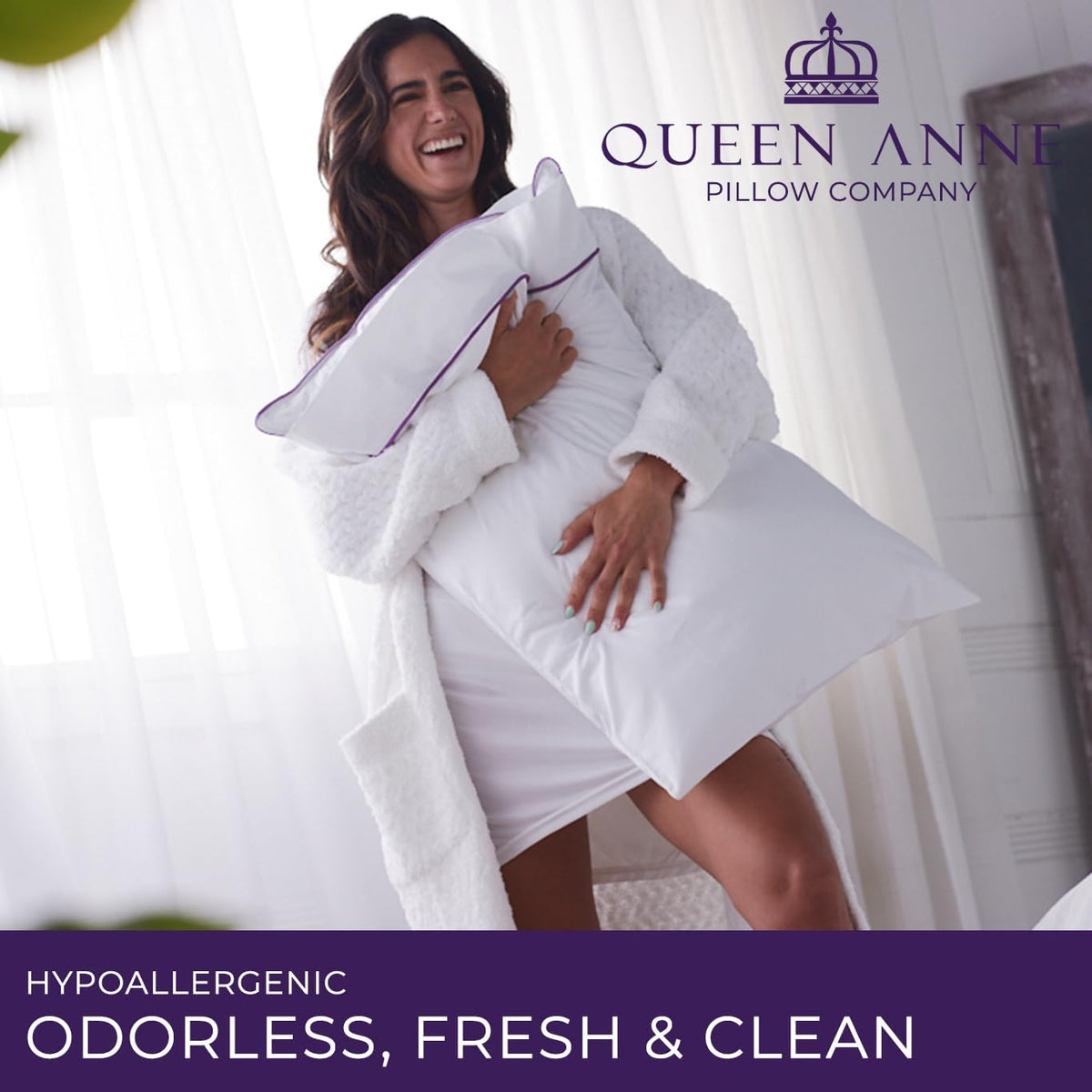 Queen down alternative pillows in Purple, alternate view 6
