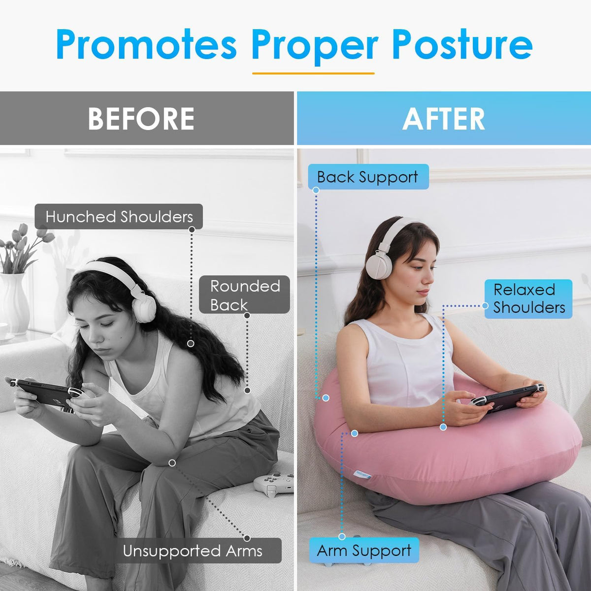 Regular polyester backrest pillows in Cooling Pink, alternate view 2