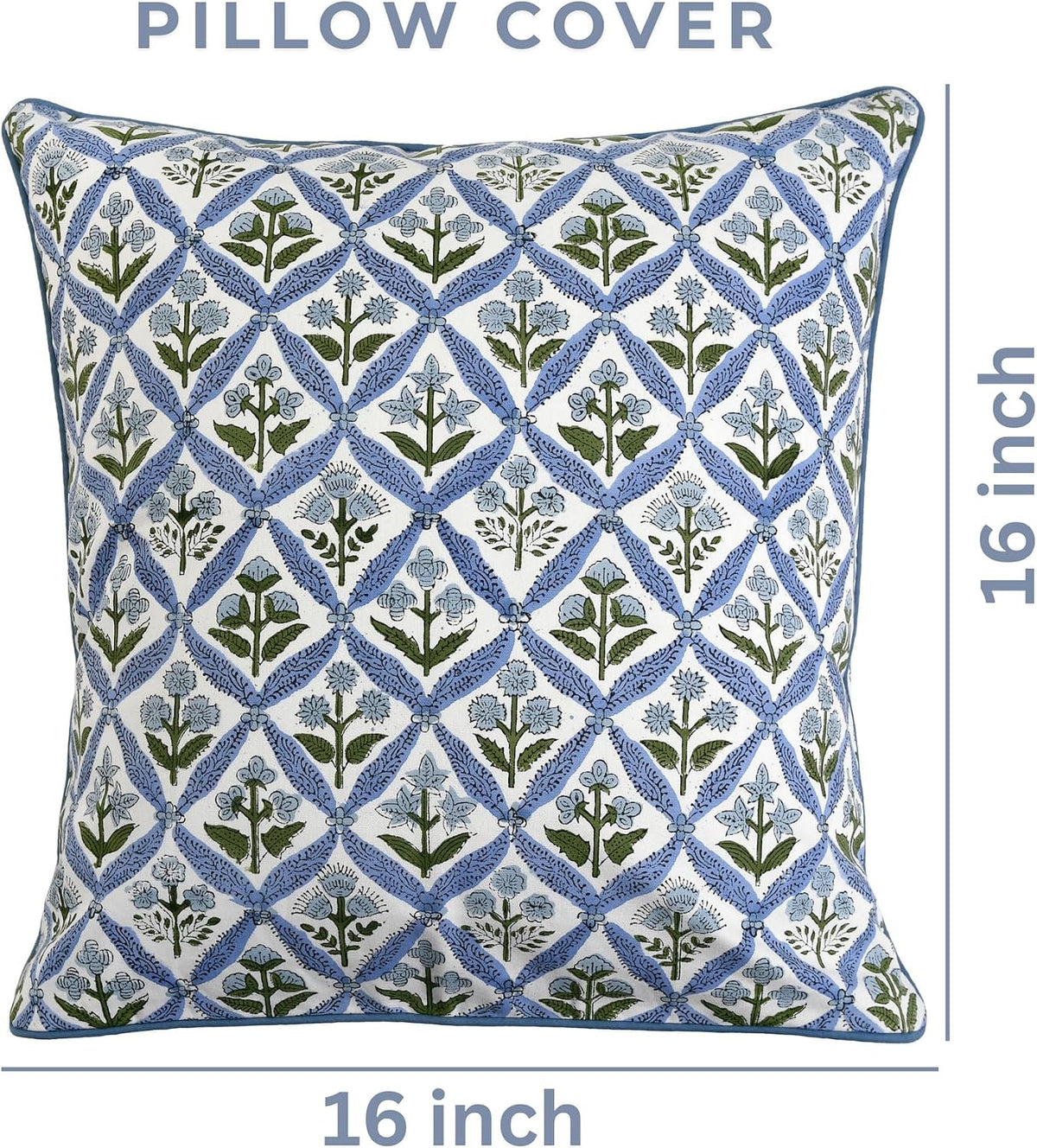 16"L x 16"W cotton throw pillow accessories in Light Steel Blue, alternate view 3