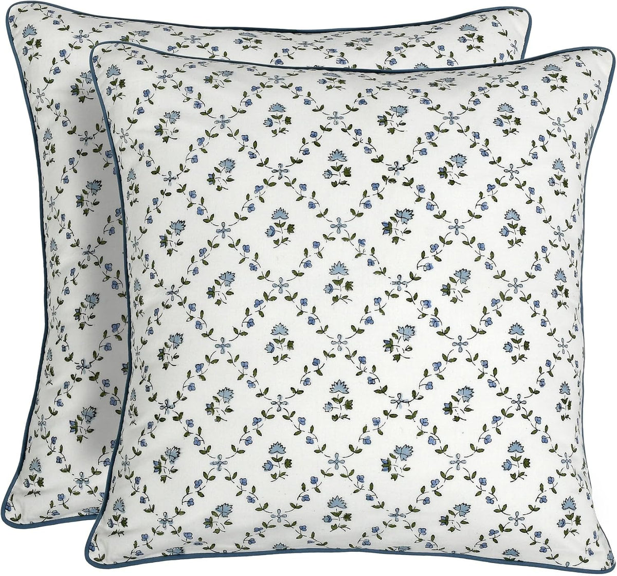 16"L x 16"W cotton throw pillow accessories in Powder Blue