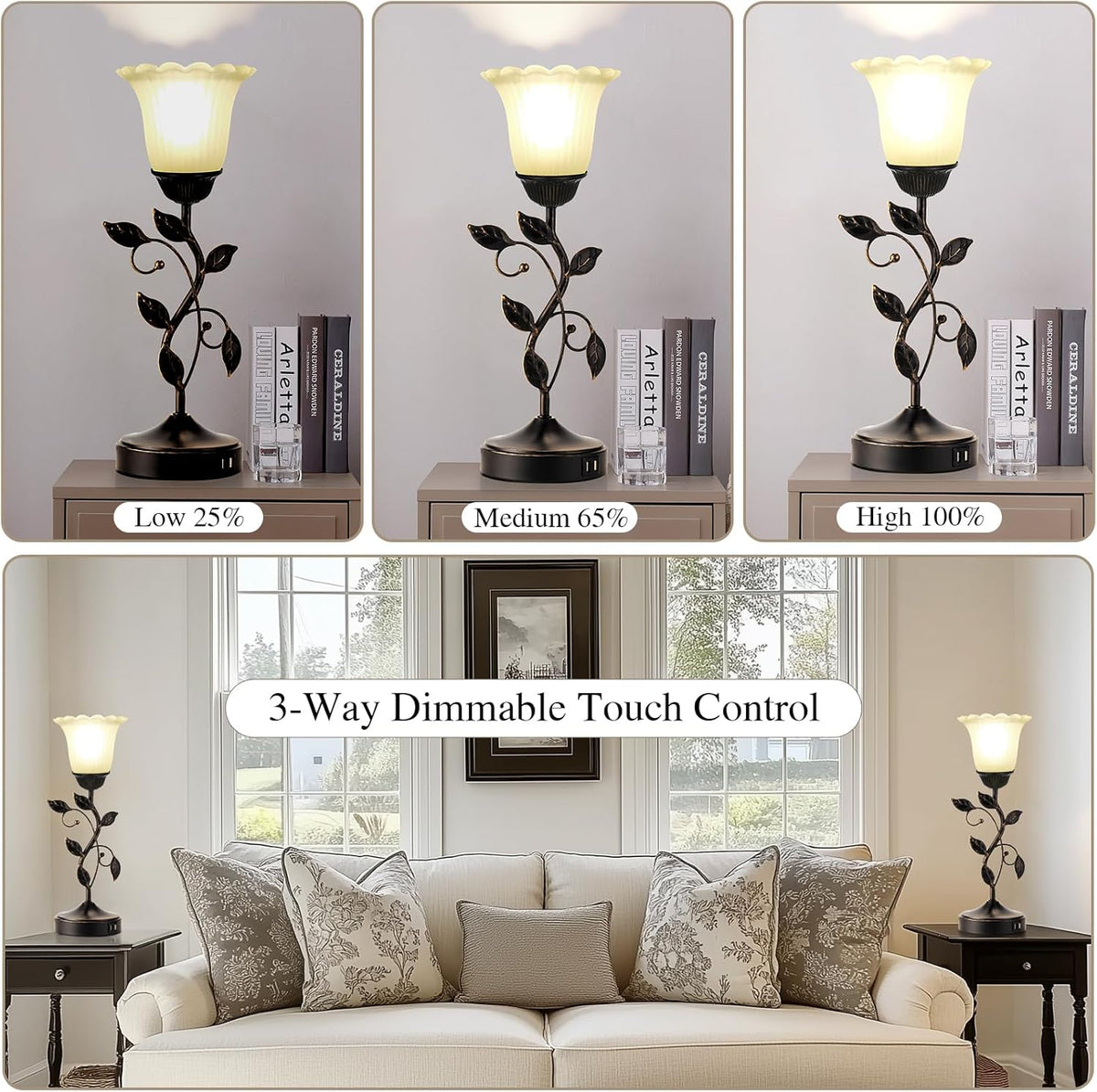 5"D x 6"W x 18.5"H metal table lamps, alternate view 2