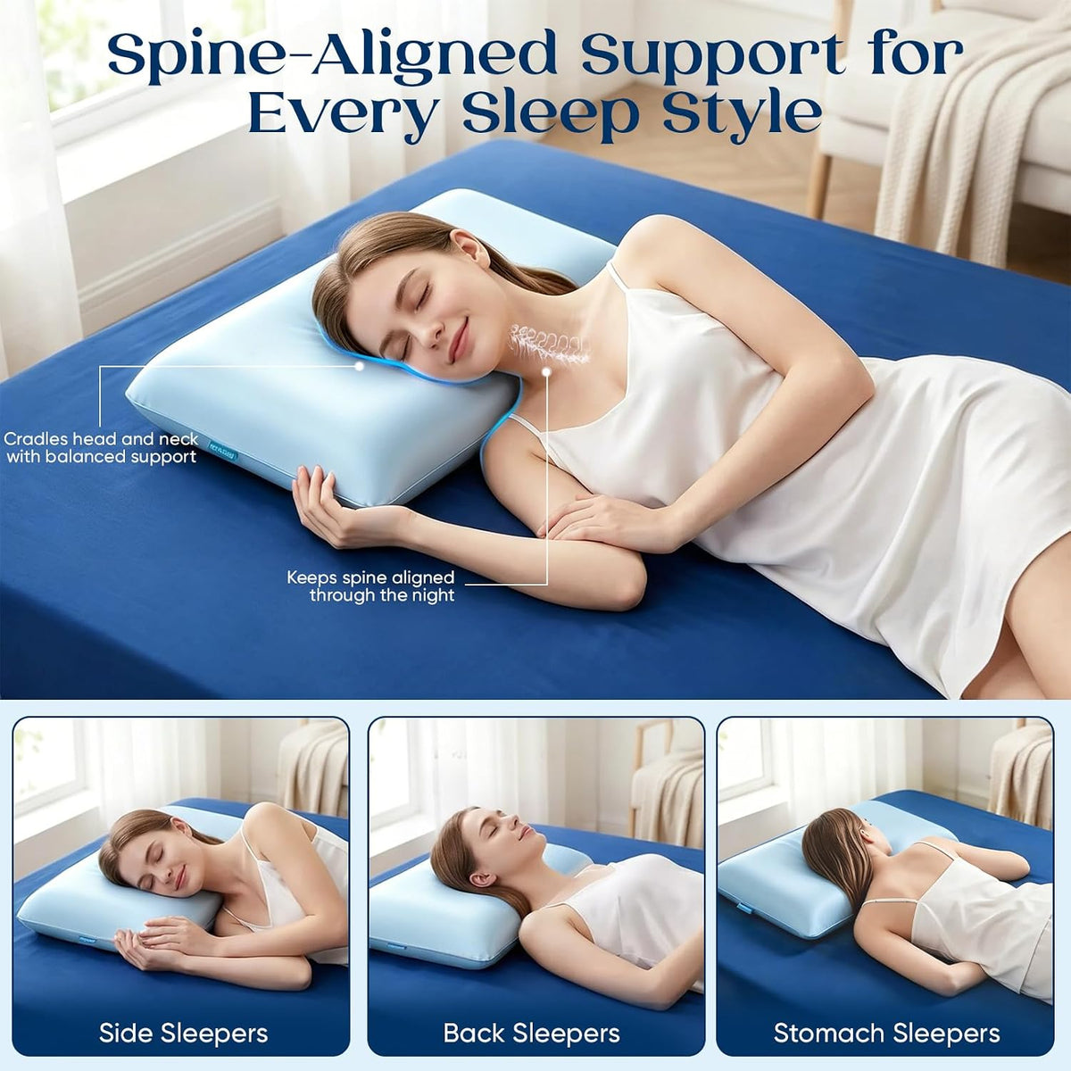 Royal Choice Standard memory foam pillows in Cooling Blue, alternate view 5