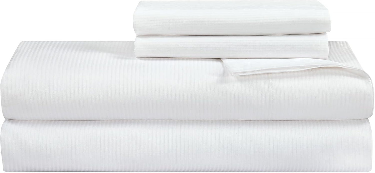 Full cotton bedding sets in Narrow Stripe White