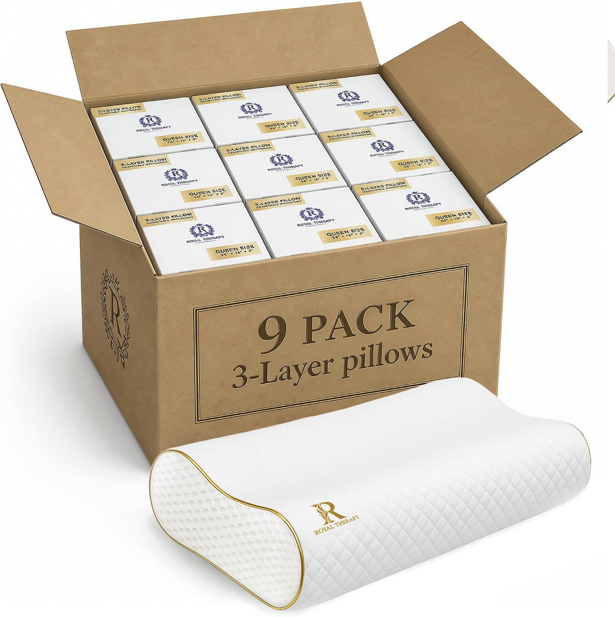 Queen 24 x 14 x 5" (9-pack) memory foam pillows in White