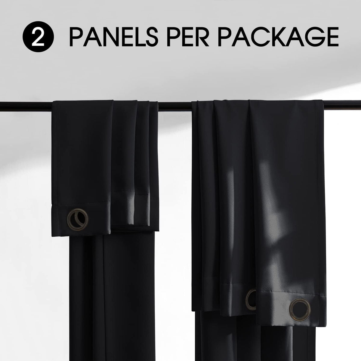 80"L x 52"W fabric curtains in Black, alternate view 5