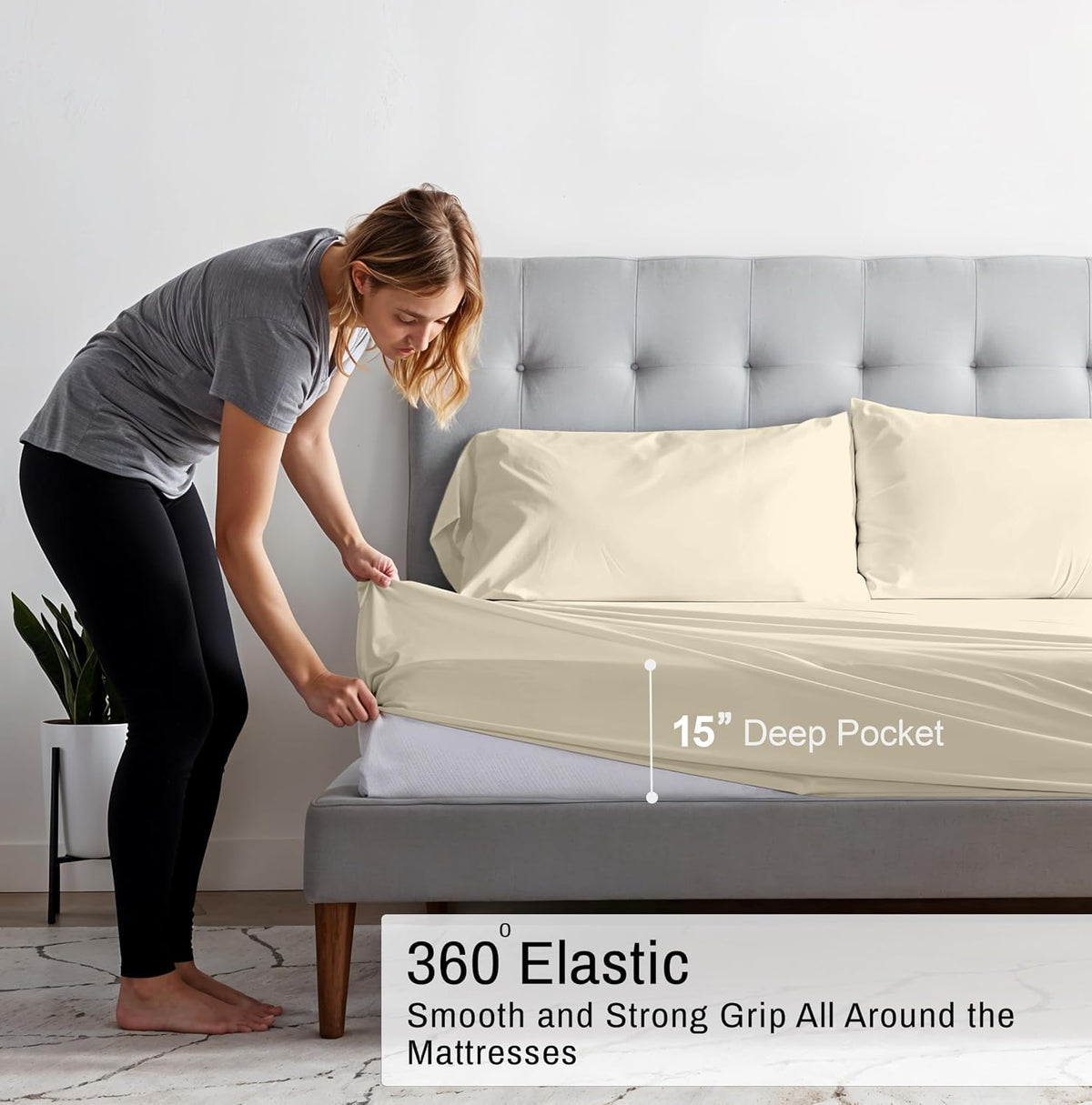 Full cotton bedding sets in Cloud Cream, alternate view 7