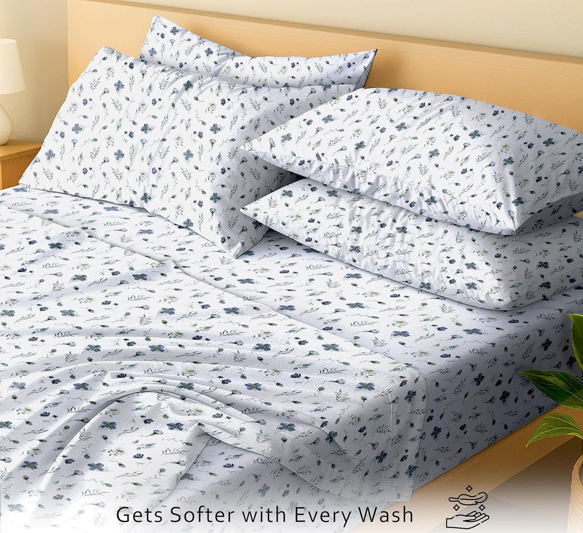 Queen cotton bedding sets in Coastal Blue, alternate view 3