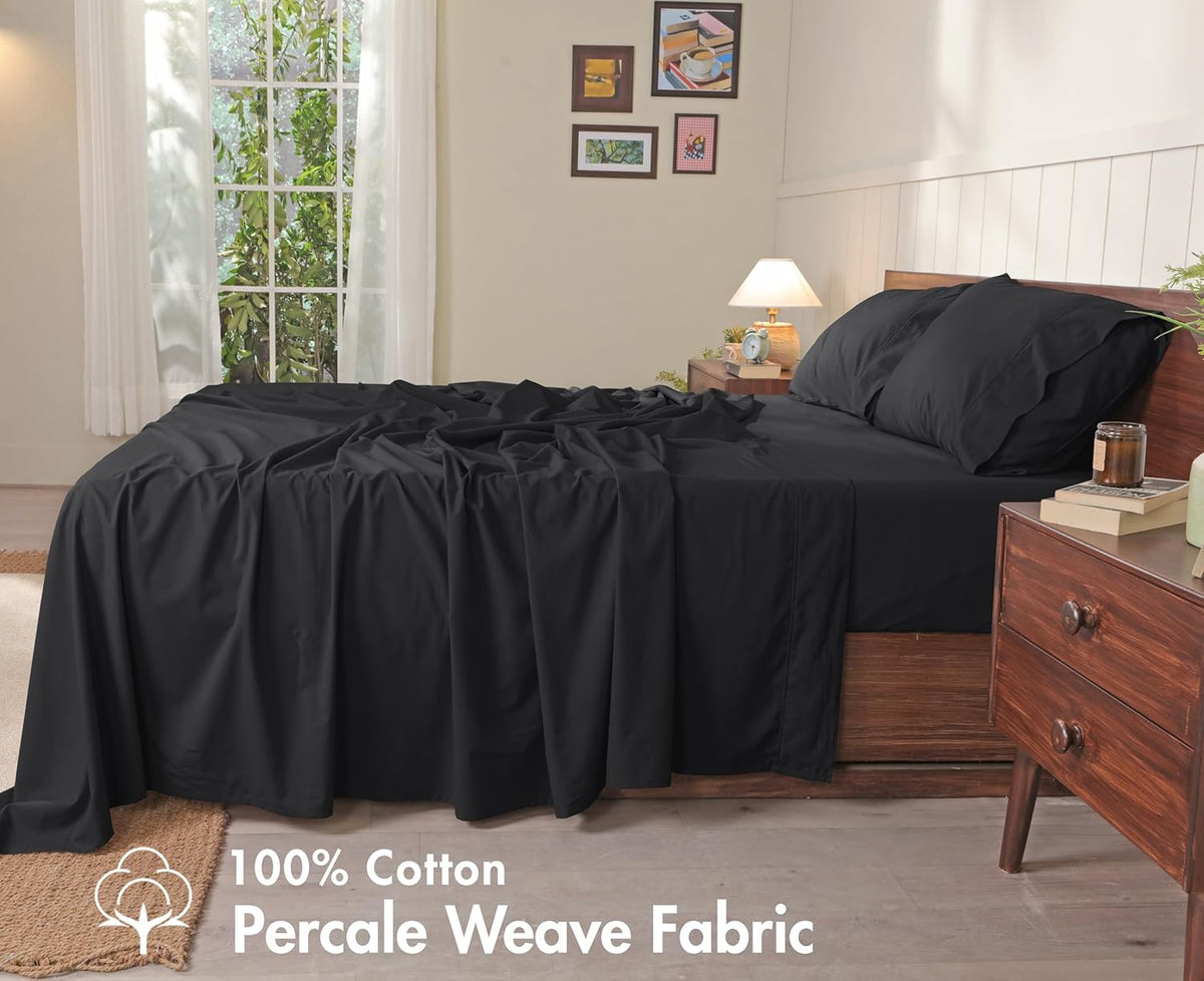 Split King cotton bedding sets in Jet Black, alternate view 2