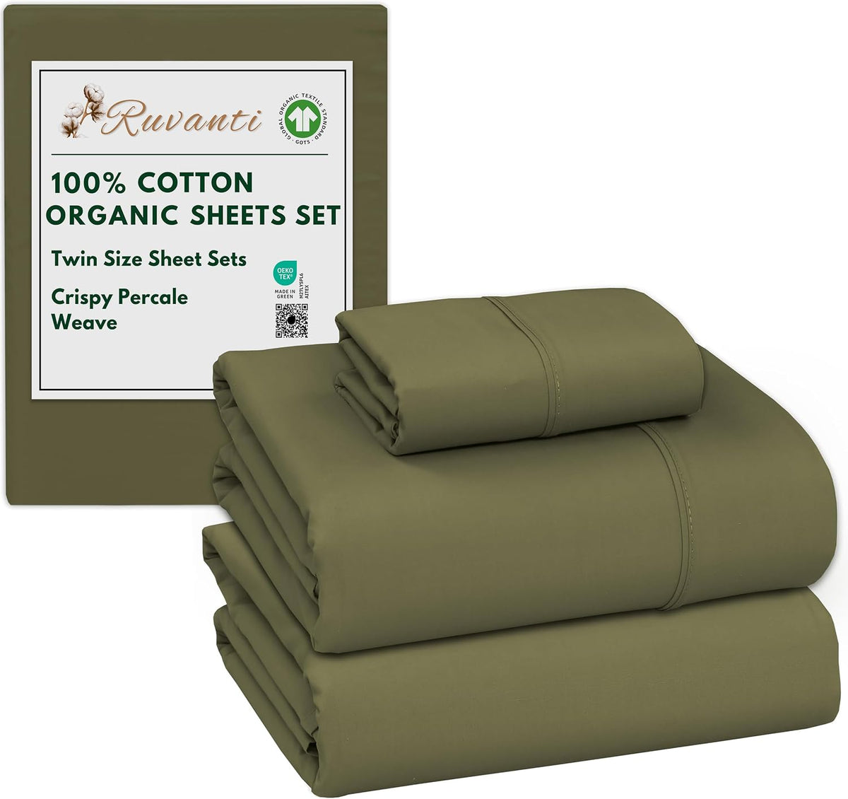 Twin cotton bedding sets in Olive