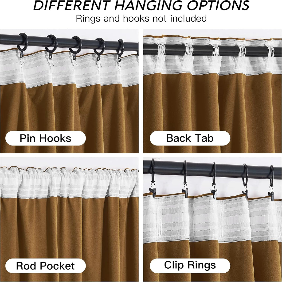 108"L x 52"W velvet curtains in Golden Brown, alternate view 4