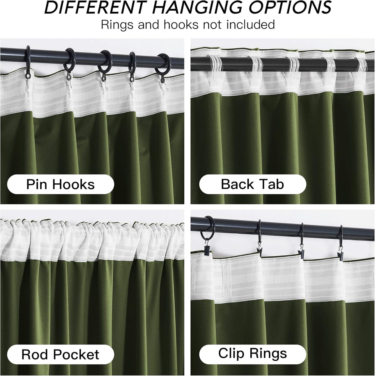 108"L x 52"W velvet curtains in Olive Green, alternate view 4